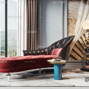 简欧贵妃椅3D模型下载